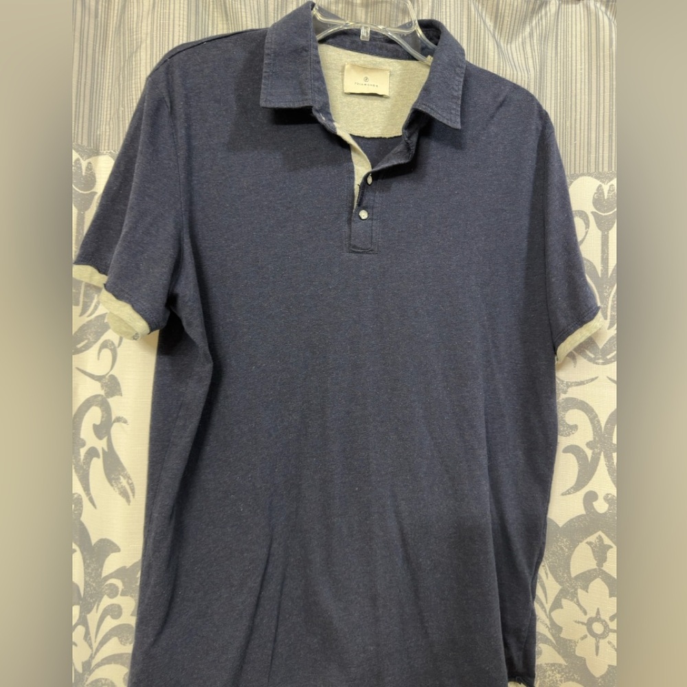EUC 7 Diamonds Golf Polo Shirt Men's Blue Pima Cotton Short‎ Sleeve Size L